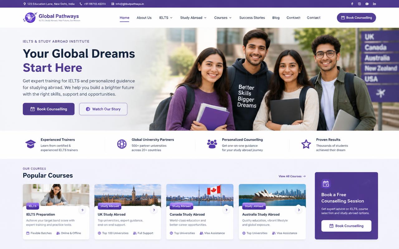 BrightPath Academy website reference shown in a desktop frame